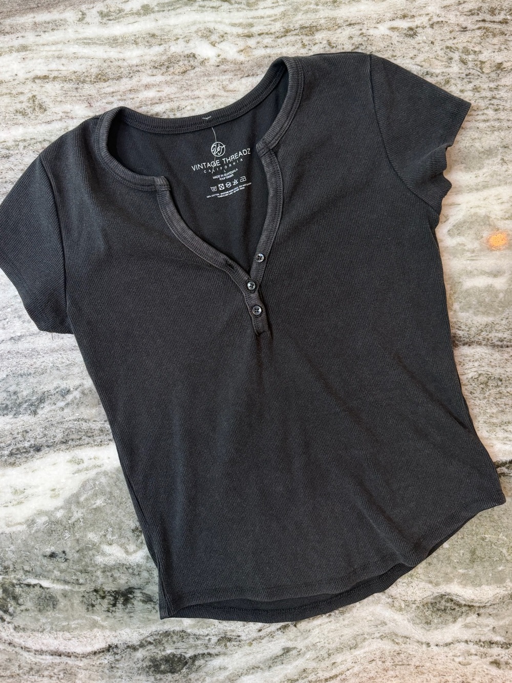 Women's Black Short Sleeve Henley Top
NWOT